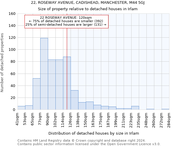 22, ROSEWAY AVENUE, CADISHEAD, MANCHESTER, M44 5GJ: Size of property relative to detached houses in Irlam