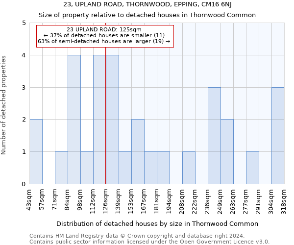 23, UPLAND ROAD, THORNWOOD, EPPING, CM16 6NJ: Size of property relative to detached houses in Thornwood Common