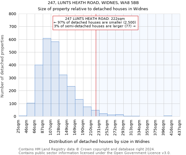 247, LUNTS HEATH ROAD, WIDNES, WA8 5BB: Size of property relative to detached houses in Widnes