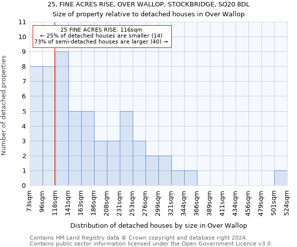 25, FINE ACRES RISE, OVER WALLOP, STOCKBRIDGE, SO20 8DL: Size of property relative to detached houses in Over Wallop