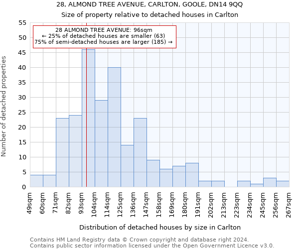 28, ALMOND TREE AVENUE, CARLTON, GOOLE, DN14 9QQ: Size of property relative to detached houses in Carlton