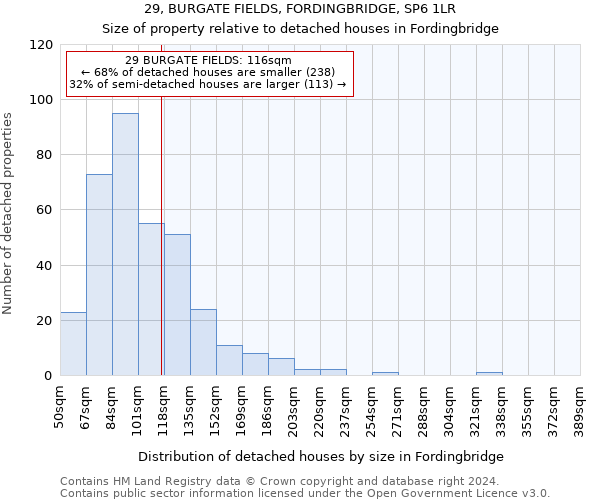 29, BURGATE FIELDS, FORDINGBRIDGE, SP6 1LR: Size of property relative to detached houses in Fordingbridge