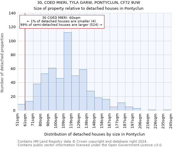 30, COED MIERI, TYLA GARW, PONTYCLUN, CF72 9UW: Size of property relative to detached houses in Pontyclun