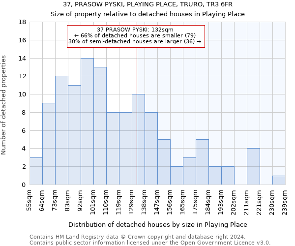 37, PRASOW PYSKI, PLAYING PLACE, TRURO, TR3 6FR: Size of property relative to detached houses in Playing Place