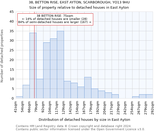 38, BETTON RISE, EAST AYTON, SCARBOROUGH, YO13 9HU: Size of property relative to detached houses in East Ayton