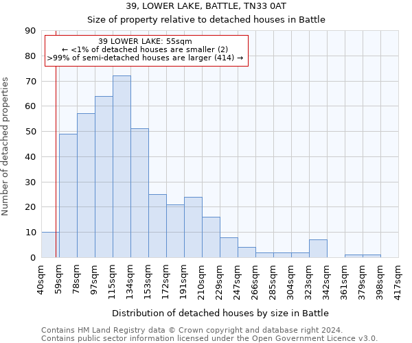 39, LOWER LAKE, BATTLE, TN33 0AT: Size of property relative to detached houses in Battle