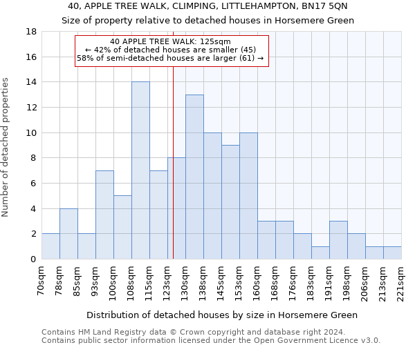 40, APPLE TREE WALK, CLIMPING, LITTLEHAMPTON, BN17 5QN: Size of property relative to detached houses in Horsemere Green