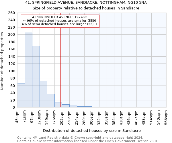 41, SPRINGFIELD AVENUE, SANDIACRE, NOTTINGHAM, NG10 5NA: Size of property relative to detached houses in Sandiacre