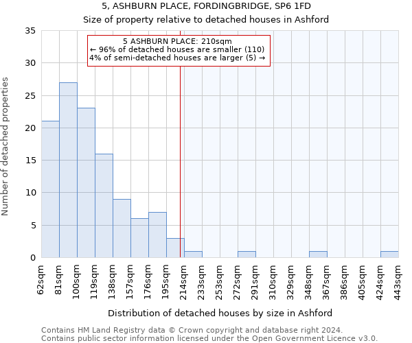 5, ASHBURN PLACE, FORDINGBRIDGE, SP6 1FD: Size of property relative to detached houses in Ashford