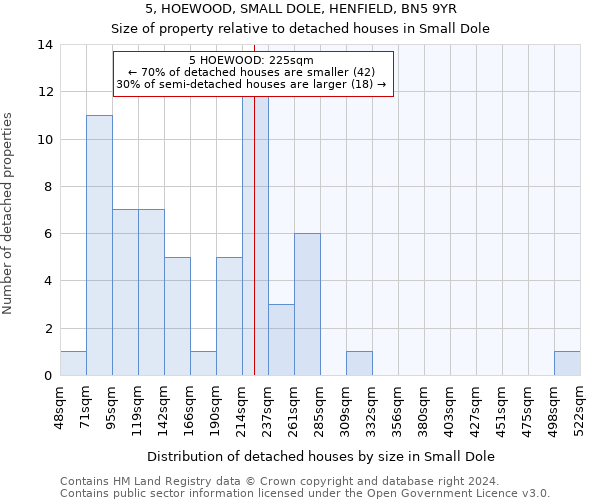 5, HOEWOOD, SMALL DOLE, HENFIELD, BN5 9YR: Size of property relative to detached houses in Small Dole