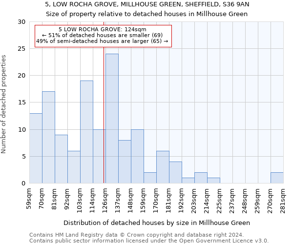 5, LOW ROCHA GROVE, MILLHOUSE GREEN, SHEFFIELD, S36 9AN: Size of property relative to detached houses in Millhouse Green