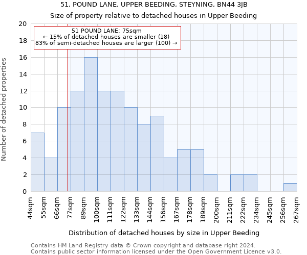 51, POUND LANE, UPPER BEEDING, STEYNING, BN44 3JB: Size of property relative to detached houses in Upper Beeding