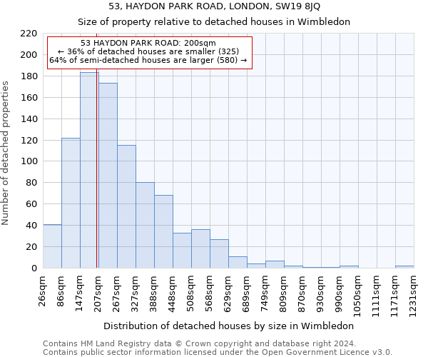 53, HAYDON PARK ROAD, LONDON, SW19 8JQ: Size of property relative to detached houses in Wimbledon