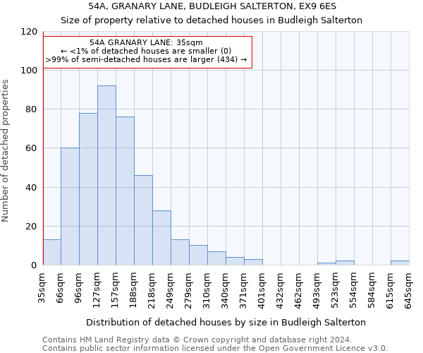 54A, GRANARY LANE, BUDLEIGH SALTERTON, EX9 6ES: Size of property relative to detached houses in Budleigh Salterton