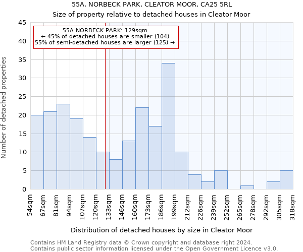 55A, NORBECK PARK, CLEATOR MOOR, CA25 5RL: Size of property relative to detached houses in Cleator Moor