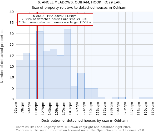 6, ANGEL MEADOWS, ODIHAM, HOOK, RG29 1AR: Size of property relative to detached houses in Odiham