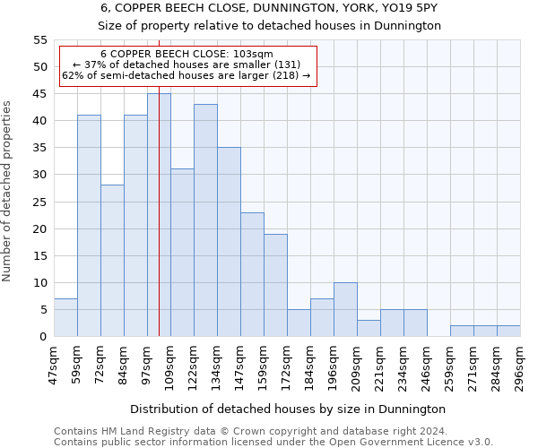 6, COPPER BEECH CLOSE, DUNNINGTON, YORK, YO19 5PY: Size of property relative to detached houses in Dunnington