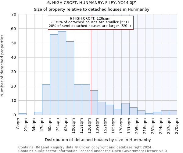 6, HIGH CROFT, HUNMANBY, FILEY, YO14 0JZ: Size of property relative to detached houses in Hunmanby