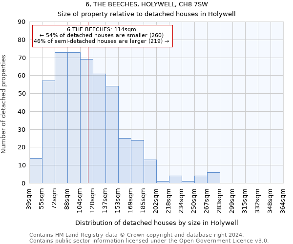 6, THE BEECHES, HOLYWELL, CH8 7SW: Size of property relative to detached houses in Holywell