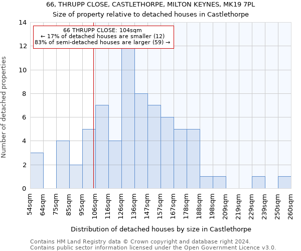 66, THRUPP CLOSE, CASTLETHORPE, MILTON KEYNES, MK19 7PL: Size of property relative to detached houses in Castlethorpe