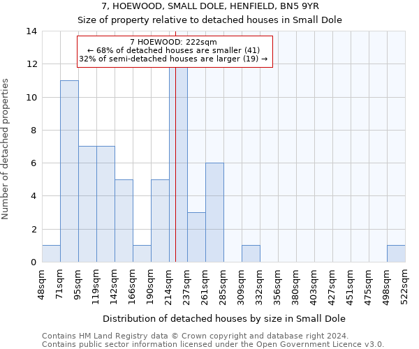 7, HOEWOOD, SMALL DOLE, HENFIELD, BN5 9YR: Size of property relative to detached houses in Small Dole