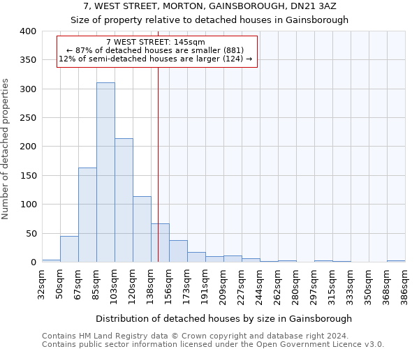 7, WEST STREET, MORTON, GAINSBOROUGH, DN21 3AZ: Size of property relative to detached houses in Gainsborough