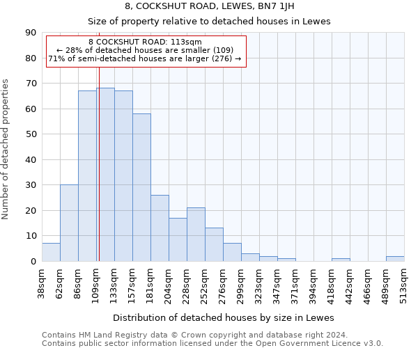 8, COCKSHUT ROAD, LEWES, BN7 1JH: Size of property relative to detached houses in Lewes