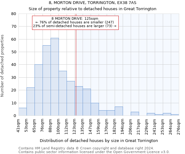 8, MORTON DRIVE, TORRINGTON, EX38 7AS: Size of property relative to detached houses in Great Torrington