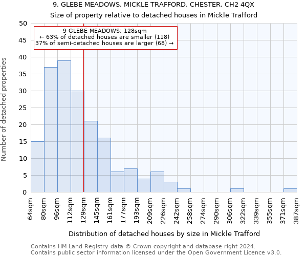 9, GLEBE MEADOWS, MICKLE TRAFFORD, CHESTER, CH2 4QX: Size of property relative to detached houses in Mickle Trafford