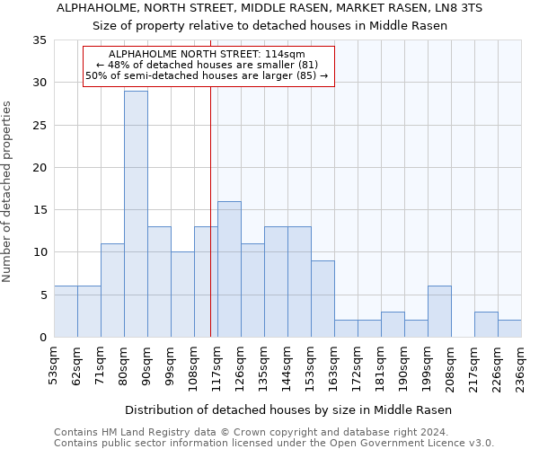 ALPHAHOLME, NORTH STREET, MIDDLE RASEN, MARKET RASEN, LN8 3TS: Size of property relative to detached houses in Middle Rasen