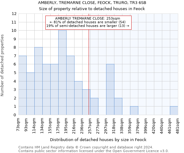 AMBERLY, TREMARNE CLOSE, FEOCK, TRURO, TR3 6SB: Size of property relative to detached houses in Feock