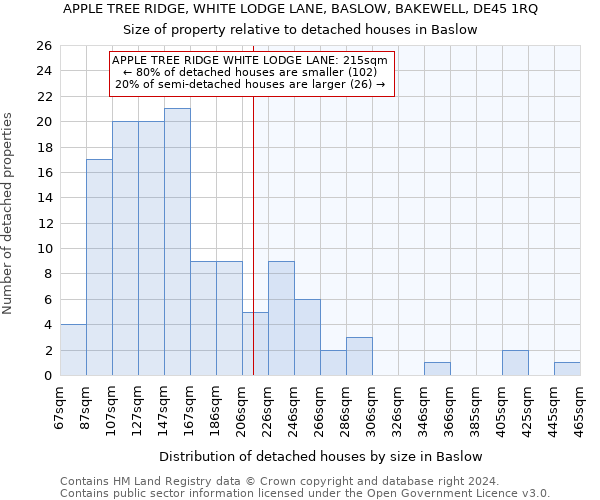 APPLE TREE RIDGE, WHITE LODGE LANE, BASLOW, BAKEWELL, DE45 1RQ: Size of property relative to detached houses in Baslow