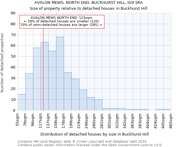 AVALON MEWS, NORTH END, BUCKHURST HILL, IG9 5RA: Size of property relative to detached houses in Buckhurst Hill