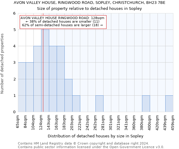 AVON VALLEY HOUSE, RINGWOOD ROAD, SOPLEY, CHRISTCHURCH, BH23 7BE: Size of property relative to detached houses in Sopley