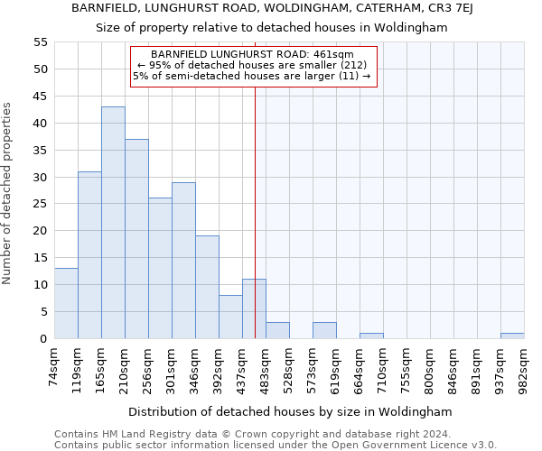 BARNFIELD, LUNGHURST ROAD, WOLDINGHAM, CATERHAM, CR3 7EJ: Size of property relative to detached houses in Woldingham