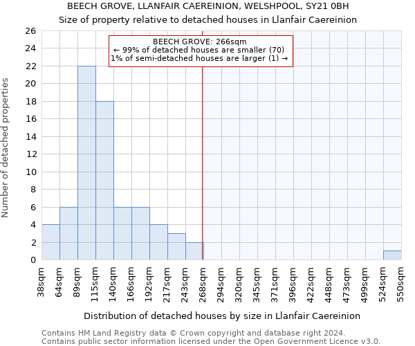 BEECH GROVE, LLANFAIR CAEREINION, WELSHPOOL, SY21 0BH: Size of property relative to detached houses in Llanfair Caereinion