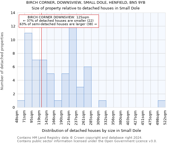 BIRCH CORNER, DOWNSVIEW, SMALL DOLE, HENFIELD, BN5 9YB: Size of property relative to detached houses in Small Dole