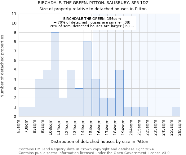 BIRCHDALE, THE GREEN, PITTON, SALISBURY, SP5 1DZ: Size of property relative to detached houses in Pitton