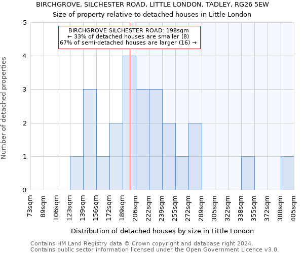 BIRCHGROVE, SILCHESTER ROAD, LITTLE LONDON, TADLEY, RG26 5EW: Size of property relative to detached houses in Little London