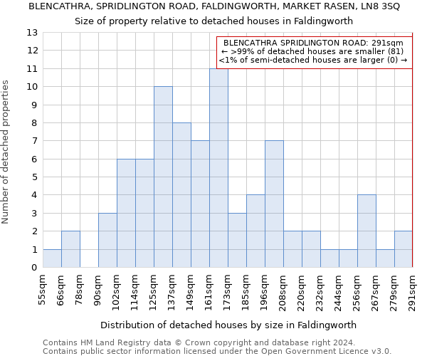 BLENCATHRA, SPRIDLINGTON ROAD, FALDINGWORTH, MARKET RASEN, LN8 3SQ: Size of property relative to detached houses in Faldingworth