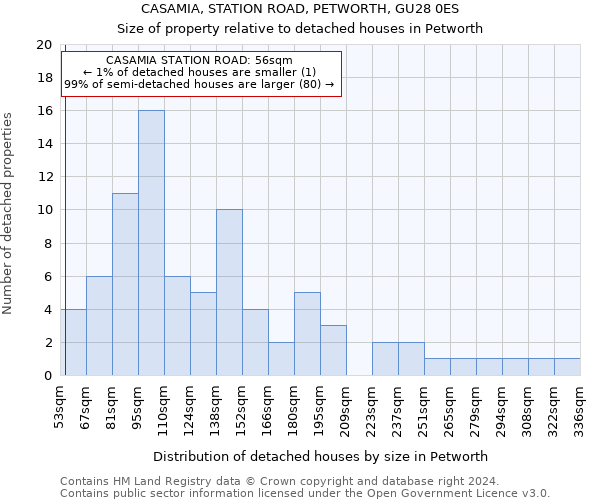 CASAMIA, STATION ROAD, PETWORTH, GU28 0ES: Size of property relative to detached houses in Petworth