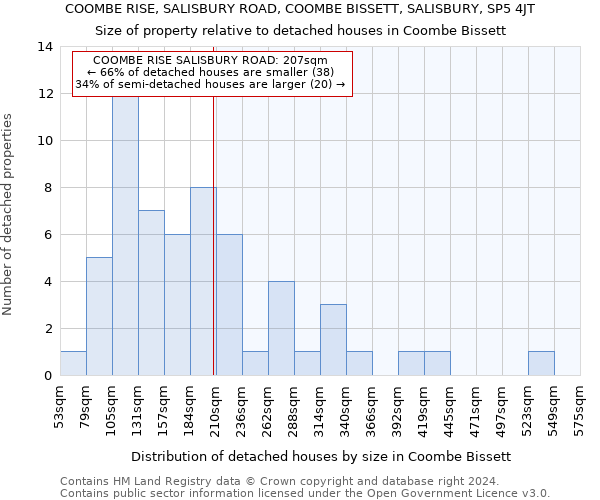 COOMBE RISE, SALISBURY ROAD, COOMBE BISSETT, SALISBURY, SP5 4JT: Size of property relative to detached houses in Coombe Bissett