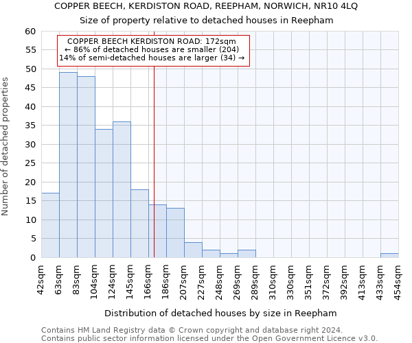 COPPER BEECH, KERDISTON ROAD, REEPHAM, NORWICH, NR10 4LQ: Size of property relative to detached houses in Reepham