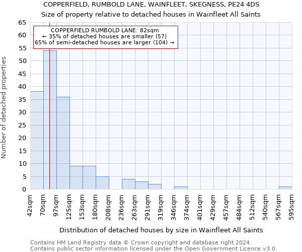 COPPERFIELD, RUMBOLD LANE, WAINFLEET, SKEGNESS, PE24 4DS: Size of property relative to detached houses in Wainfleet All Saints