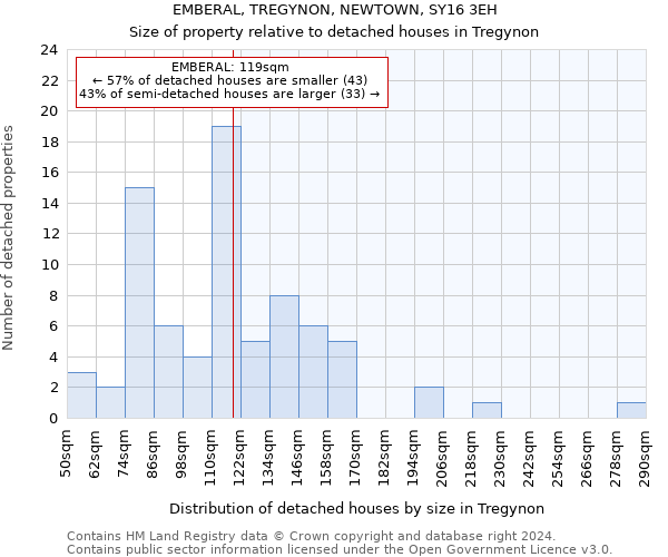 EMBERAL, TREGYNON, NEWTOWN, SY16 3EH: Size of property relative to detached houses in Tregynon