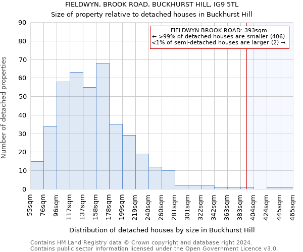 FIELDWYN, BROOK ROAD, BUCKHURST HILL, IG9 5TL: Size of property relative to detached houses in Buckhurst Hill