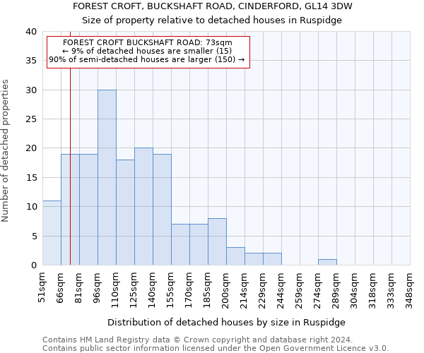 FOREST CROFT, BUCKSHAFT ROAD, CINDERFORD, GL14 3DW: Size of property relative to detached houses in Ruspidge