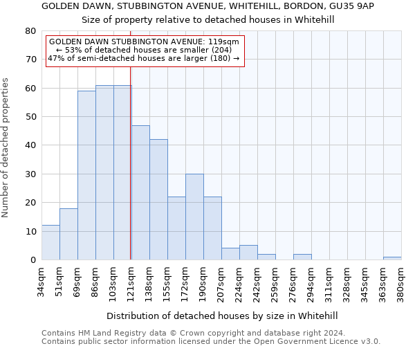 GOLDEN DAWN, STUBBINGTON AVENUE, WHITEHILL, BORDON, GU35 9AP: Size of property relative to detached houses in Whitehill