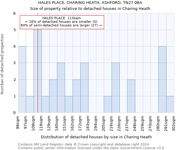 HALES PLACE, CHARING HEATH, ASHFORD, TN27 0BA: Size of property relative to detached houses in Charing Heath