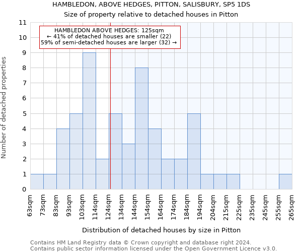 HAMBLEDON, ABOVE HEDGES, PITTON, SALISBURY, SP5 1DS: Size of property relative to detached houses in Pitton